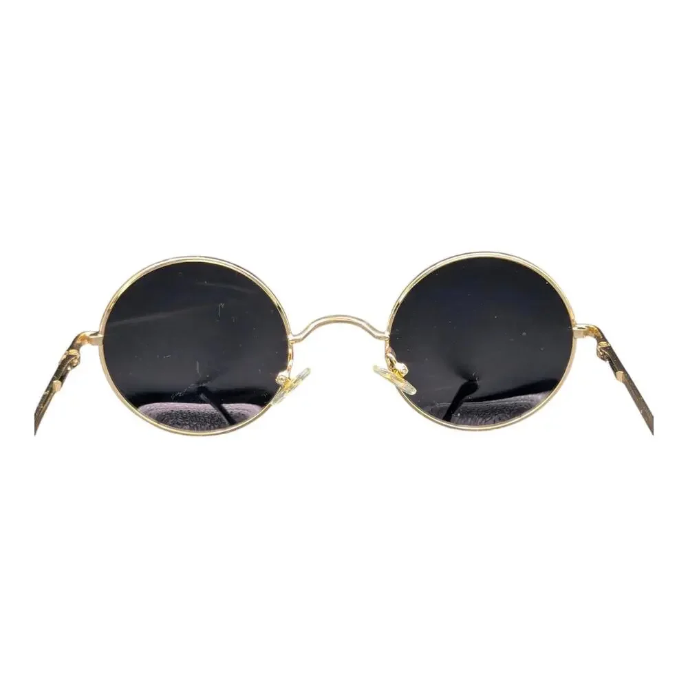 Gold Round Hippie Pink‎ Lens Tint Sunglasses 46-18